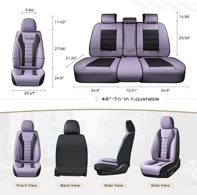 Coverado Car Seat Covers Full Set, Seat Covers for Cars, Front Seat Covers and Back Seat Cover Waterproof Leather Automotive Seat Cover, Universal Car Interior Protectors Cushion for Most Cars - Image 7