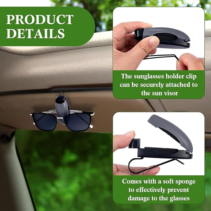 Frienda 10 Pieces Auto Car Vehicle Sun Visor Clip Holder for Sunglasses Glasses Holder Hanger Eyeglasses Mount Ticket Card Clip Car Accessories(Gray) - Image 6