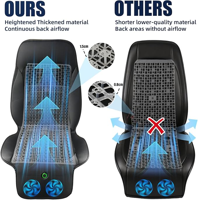 12-24V 3-Speed Cooling Car Seat Cover Front Seat for Cars Suvs, Auto On/Off | Air-Cooled Car Seat Cushion with Weight Sensing, Universal Fit for Summer Truck Office, Non-Slip Breathable 3D Mesh - Image 6