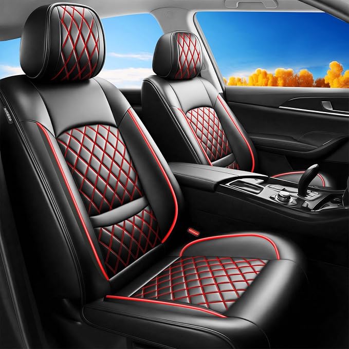 Fit for Tundra Seat Covers Compatible with Toyota Tundra 2007-2025 2026 - Waterproof Breathable Leather Automotive Seat Cushions Protector,Airbag Compatible,Full Set 5 Seats(Redline) by Unknown