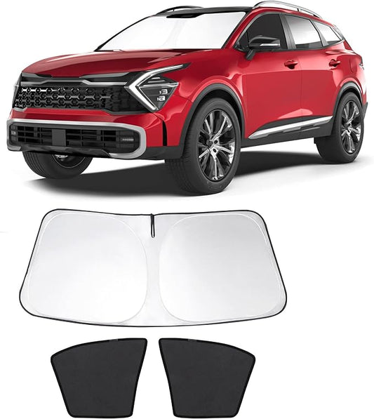 3PCS Car Window Shades Front Windshield Sun Shade Foldable Window Shade Custom Fit for 2018-2022 KIA Sportage Accessories Car Shades for Front Windows Anti-UV Rays Block Heat by FannycCargoCover