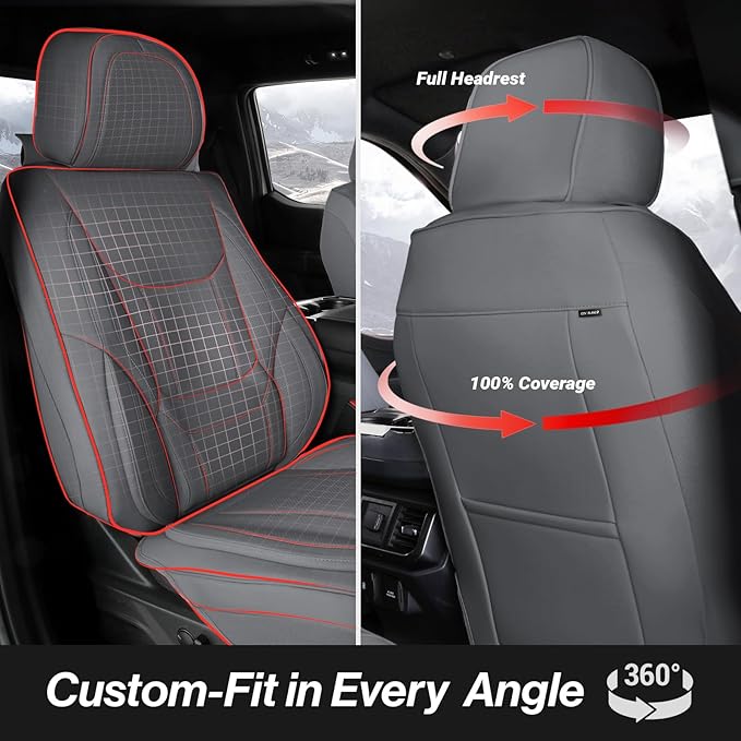 Coverland Premium Car Seat Covers Front Seats Waterproof Interior Protector | Airbag Compatible Non-Slip Seat Cover for Suburban, Tahoe, Yukon, Yukon XL [Dark Gray - Size Chart A45] - Image 4