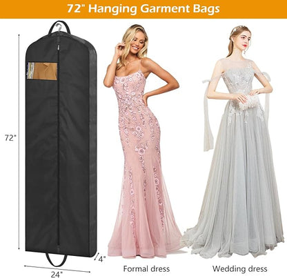 MISSLO 72" Wedding Dress Garment Bag Waterproof Garment Bags for Travel for Women Dress Bags for Gowns Long for Closet Storage, Black - Image 3