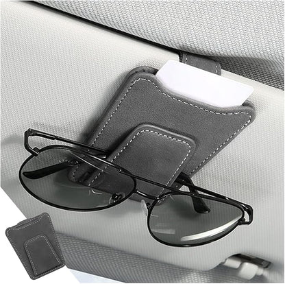 8sanlione Sunglasses Holder for Car, Magnetic Glasses Clip, Gray | 3.66x3.0 Inch, Universal fit, sun visors, faux fur surface, 180° rotation, avoid mag cards, car interior accessories by 8sanlione