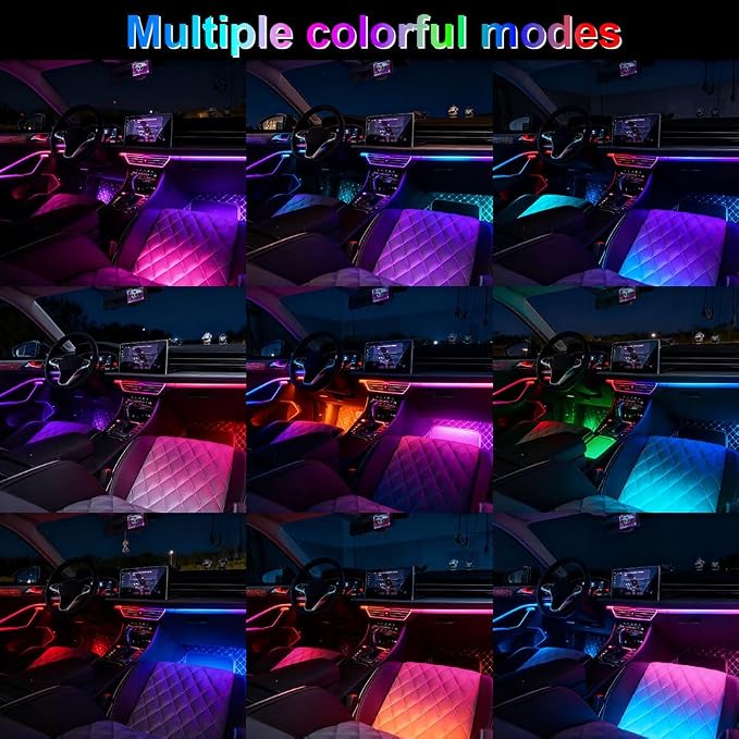 Acrylic Interior Car Ambient Lighting Kits, LED Strip Lights with Wireless APP, Neon Fiber Optic Lights Function LED Strip for Car with Music Modes (6 in 1) - Image 7