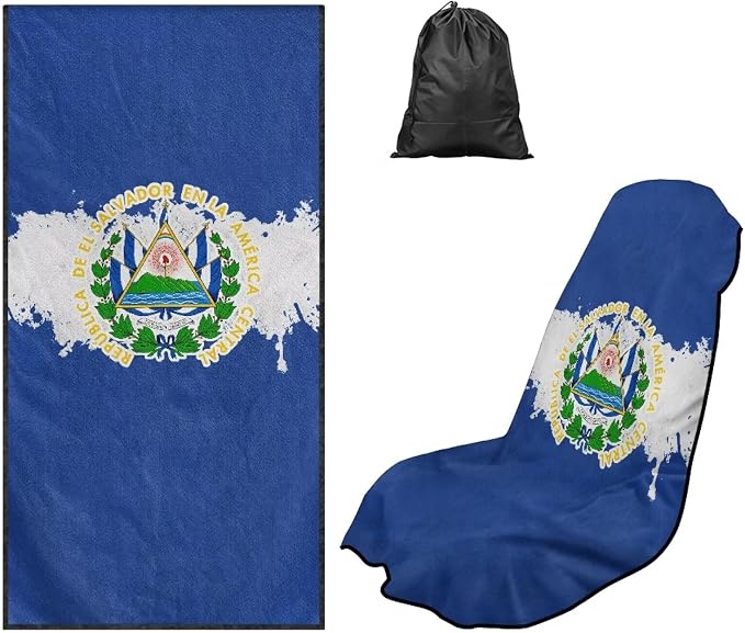 SEANATIVE Car Seat Towel Covers - Breathable Sweat Absorbing Automotive Seat Protectors for Gym, Camping & Pet Transport (Fits SUV/Truck), Flag of El Salvador Print - Image 5