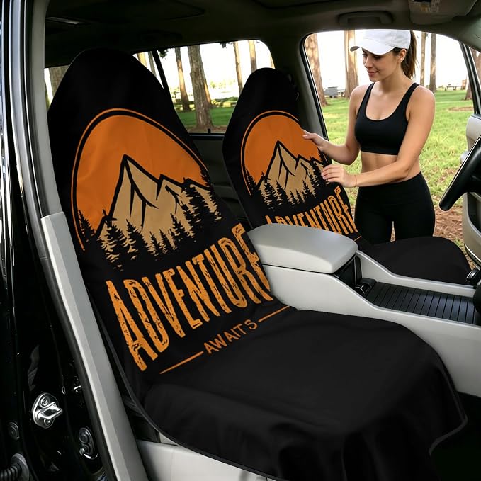 2 Pack Car Towels Seat Cover with Storage Bag, Multifunctional Microfiber Towel for Gym Outdoor Sport Running,Picnic, Beach, Pet Dog Travel,Fits Car SUV Truck (Adventure) - Image 2