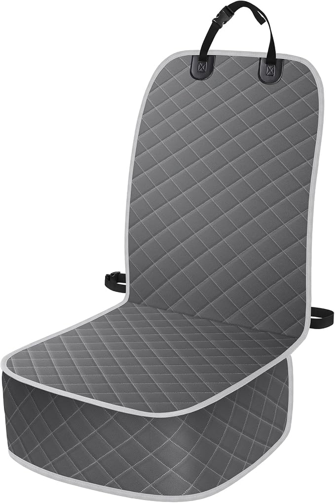 ELONGRIVER Dog Car Seat Covers, Waterproof Front Seat Cover | Scratch-Proof, Nonslip Pet Passenger Seat Cover Protector, Universal Fit for Cars Trucks SUVs, Large Size 1 Pack, Grey by ELONGRIVER
