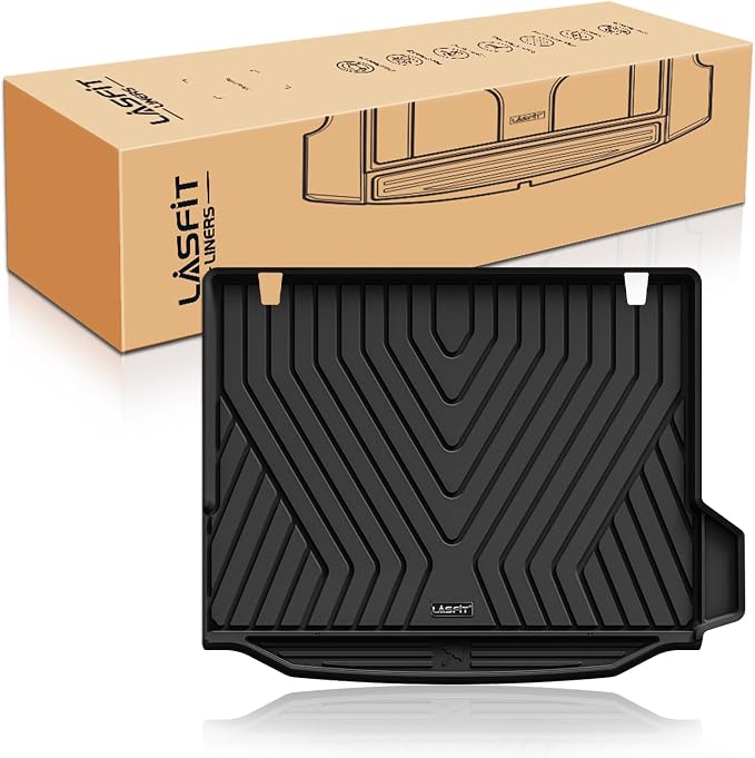 LASFIT Cargo Mats for BMW X3 Gas 2018-2024 30i/M/M40i/M | Without Spare Tire, Not Fit X3 30e or Luggage Compartment Package, All Weather TPE Custom Fit Trunk Liner, Black by LASFIT