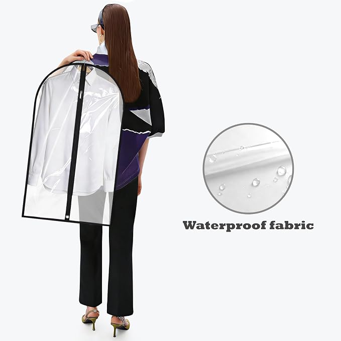 Garment Bags for Hanging Clothes, 45'' Suit Bag Cover for Storage and Travel, Dress Bags for Gowns Long (Clear) - Image 6