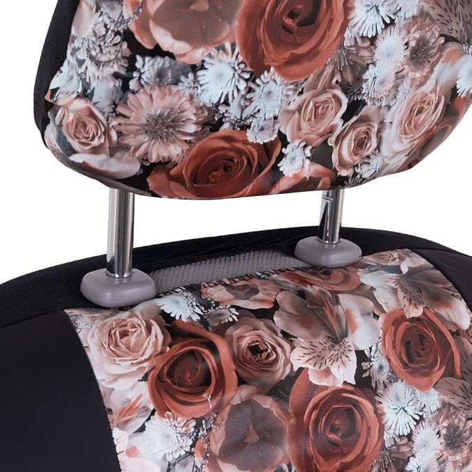 BDKdusty rose Floral Faux Leather Car Seat Covers for Front Seats, 2 Pack – Flower Pattern Front Seat Cover Set, Sideless Design for Easy Installation, Fits Most Car Truck Van and SUV - Image 3