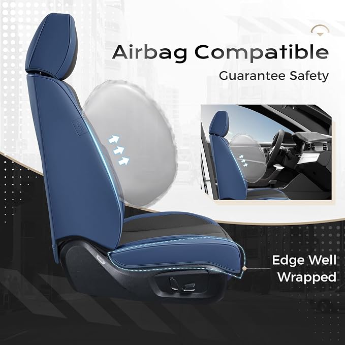 Coverado Car Seat Covers, Seat Covers for Cars, Waterproof Leather Auto Seat Protectors, Leather Car Seat Cushion, Car Interiors Accessories Universal Fit for Most Cars - Image 3