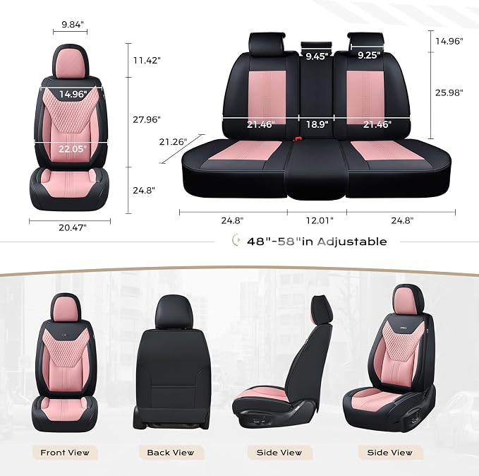 Coverado Car Seat Covers with Lumbar Support, Front Covers for Cars, Universal Automotive Seat Cover, Waterproof, Leather Car Seat Cushion, Interior Seat Protectors for Most Cars - Image 6