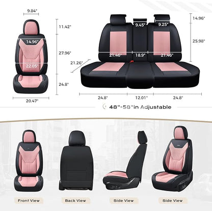 Coverado Car Seat Covers with Lumbar Support, Front Covers for Cars, Universal Automotive Seat Cover, Waterproof, Leather Car Seat Cushion, Interior Seat Protectors for Most Cars - Image 6