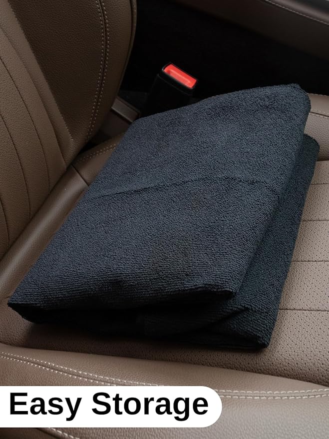 Prpeko 2PCS Terry Cloth seat Cover Universal Waterproof Car Sport Towel Seat Cushion Non-Slip Sweat-Absorbent Towel Cloth Suitable for Gym Workout, Universal Fit for Car SUV Van-Black - Image 8