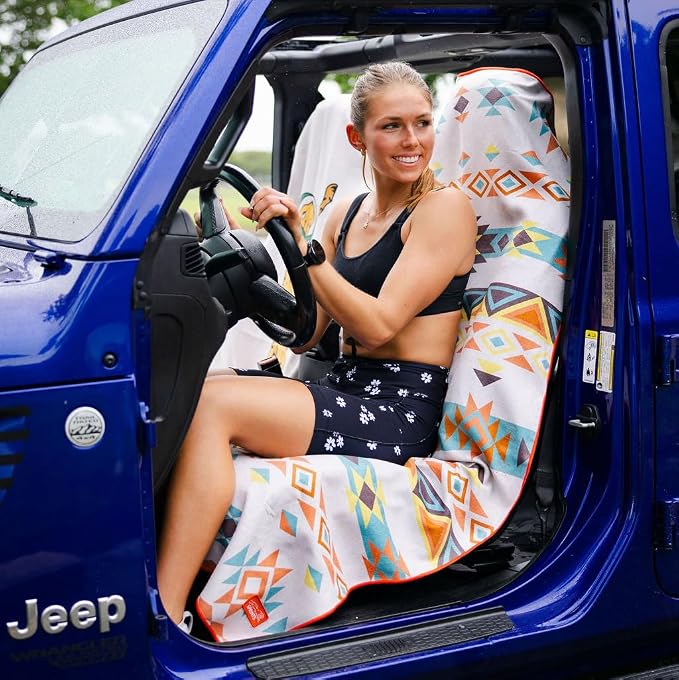 Sprints Athletic Running Towel, Full-Sized, Car Seat Cover - Performance Microfiber (Adobe Echo w/Snaps) - Image 8