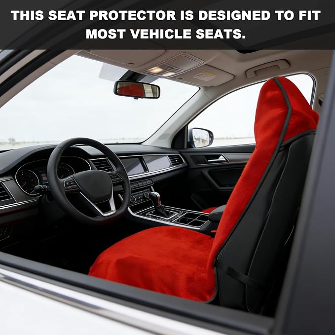 Car Towel Seat Cover, Waterproof Non-Slip Bucket Seat Protector for Running Swimming Hiking, Universal Machine Washable Front Seats Towel Protective Cover for Car SUV Truck (Red) - Image 6