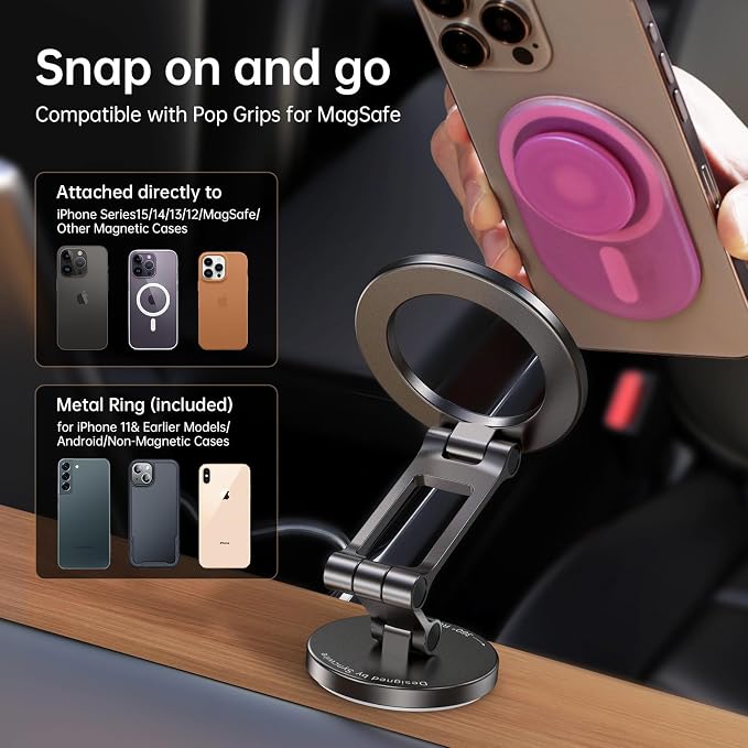 Syncwire Fits MagSafe Car Mount Magnetic Phone Holder for Dash and Tesla | Strong Magnets, All Metal, Flexible 3 Axis, 360° Rotation, Dashboard and Screen Support, For iPhone 17 16 15 14 Pro Max - Image 7