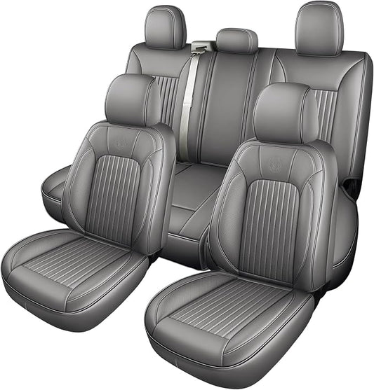 MINGBRON Ford Grey Seat Covers, Car Seat Cushion Cover Fit for 2009-2026 Ford F150 SuperCrew & 2017-2025 F250 F350 F450 Super Duty Crew Cab XL XLT Lariat King Ranch Platinum (Full Set/Grey) by MINGBRONCARSEATCOVER