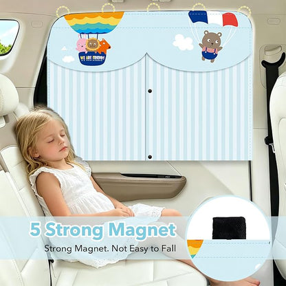LEIWOOR 2-Pack Magnetic 2 Layers UV Protection Car Window Shades for Baby | Privacy full/half shade baby car window shades with curtain header breathable heat block back curtain for truck van sedan SUV - Image 2