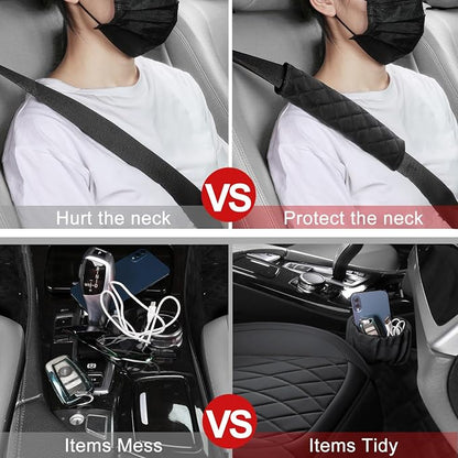 BEITK 1 Pack Waterproof Front Car Seat Cover for Car Truck SUV Black | PU Leather, Scratch-resistant, Sideless Design, Universal Fit, with Storage Pocket and Seat Belt Pad, Easy to Install - Image 5