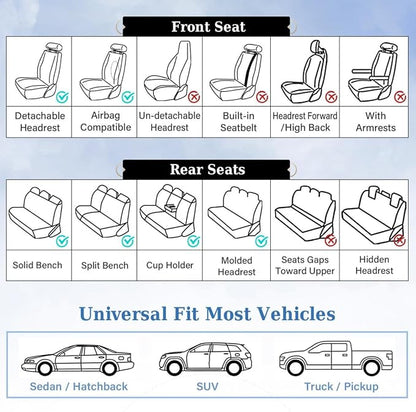Coverado Nappa Leather Car Seat Covers Full Set, Luxury Waterproof Seat Protectors, Airbag Compatible Anti‑Slip Auto Seat Covers, Universal Fit for Most Cars SUVs Trucks Pickup Vehicles - Image 6