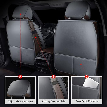 Front Seat Covers,2PCS Leather Car Seat Covers for Sedan SUV Truck | Seat Covers Gray,Breathable Car Seat Cover,2PCS Front Universal Seat Cover ,Seat Protector For Families, Pets Commuters - Image 4