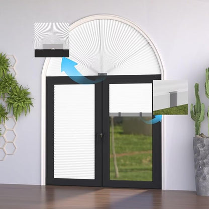 Myshade Arch Window Shades Half Circle Light Filtering Cellular Shades Cordless No Drill Blinds for Windows Half Moon Honeycomb Fabric No Tools Shades Easy Install (1PCS White 24" W X 12" H) - Image 7