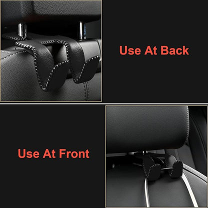 AMVOYOA 【2021 Upgraded】 Car Purse Hook, 2 in 1 Car Seat Headrest Hooks Durable Hanger Storage Holder Leather Organizer for Hanging Grocery Bags, 1 Pack, Beige - Image 4