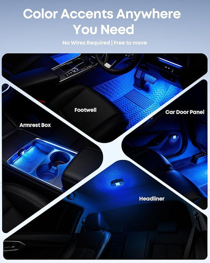 Wireless Magnetic Car Interior LED Lights, RGB Ambient Lighting with Remote | For Inside Car SUV Truck RV Night Decor, Strong Grip, Easy Detach, Rechargeable, Mini, 8H+ Runtime, 8 Colors & 10 Modes - Image 7