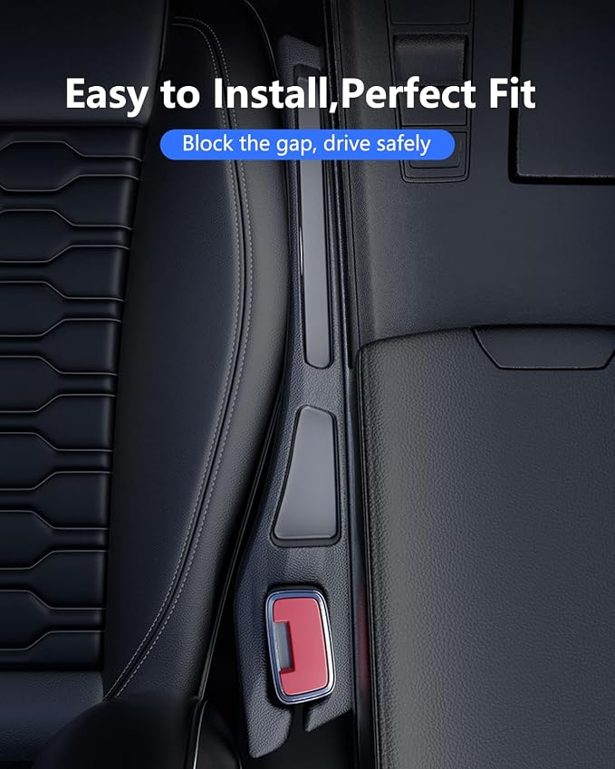 Car Seat Gap Filler 2 Pack, Soft Foam Multifunctional Seat Side Gap Filler with Organizer, 2 in 1 Seat Crevice Blocker Stop Things from Dropping, Universal Vehicle Interior Accessories Black - Image 6