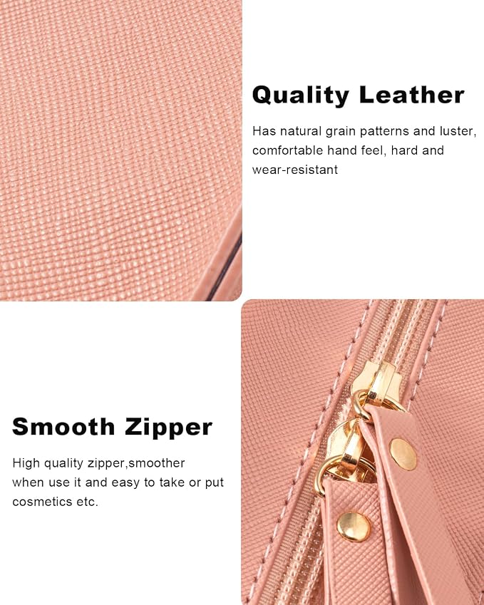 KOTORA Clear Makeup Bag Set for Women Portable Clear Make up Bag Cute Waterproof Travel Cosmetic Case Toiletry Pouch for Car Essentials for Women Girls (Pink) - Image 6