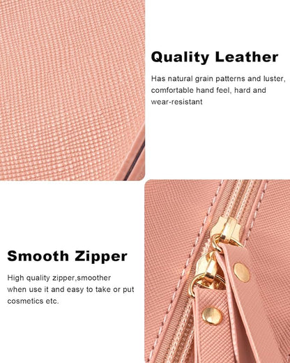 2 Pcs Travel Clear Makeup Bag Set, Clear Pink Makeup Organizer with Zipper Leather Travel Bags for Toiletries Small Cosmetic Bags for Women Mini Make up Pouch Toiletry Bags Car Essentials - Image 5