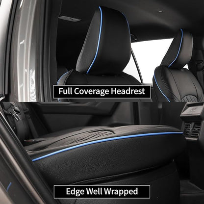 EKR Rav4 Seat Covers Custom Fit for Toyota Rav4 (Hybrid) Woodland/Limited 2026, Leather Car Seat Cover Full Set for SUV,Faux Leather(Black with Blue Piping) - Image 2