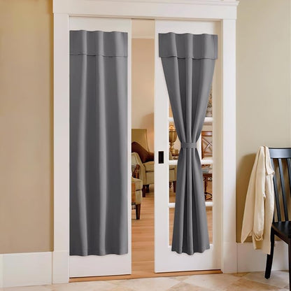 NICETOWN Grey Blackout Door Curtains 72 Inches Long for Kitchen | Self Adhesive Portable Window Cover for Front French Door Adjustable Shade for Glass, 1 PC, 26" x 72" by NICETOWN