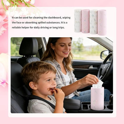 4PCS Pull-Out Car Tissues Cylinder,Exquisite Car Tissue Holder with Easy Open Lid,Refillable Cup Holder Tissues for Cars Interior Accessories with 50-Count Per Box - Image 5