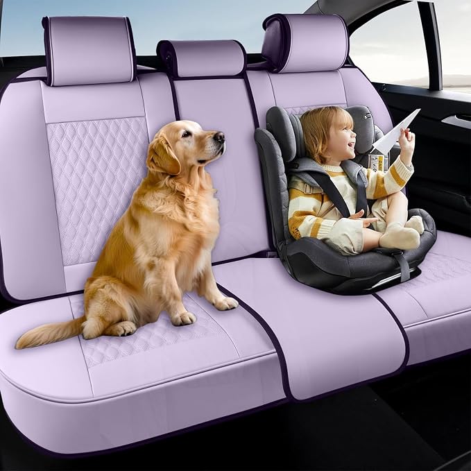 Coverado Rear Seat Covers, Leather Seat Cover for Car, Universal Waterproof Automotive Seat Cushion Protector for Most Cars Trucks SUV (Purple) - Image 6