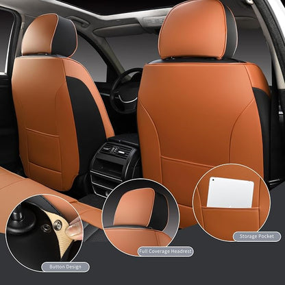 MINGBRON Leather Car Seat Covers,Car Seat Protector Waterproof,Seat Covers Full Set, Car Seat Protectors 5 Seats,Automotive Seat Covers Fit Most Cars Black&Brown - Image 5