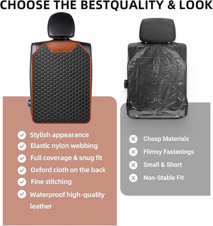Car Seat Back Protector, Waterproof Faux Leather Kick Mat, Black, 1 Pack | Wide-Coverage Protection with an Easy-Clean Faux Leather Surface - Image 9