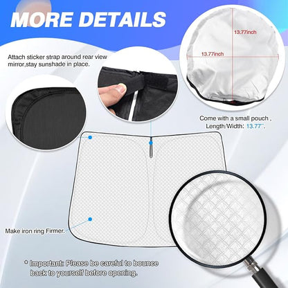 Canvcle Windshield Sun Shade for Ford Explorer 2011-2019 Accessories Thicken 6-Layer Foldable Front Window Sunshade Cover Sun Visor Protector Block UV Rays Keep Vehicle Cool - Image 5