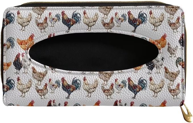 Biyejit 2 Pack Car Tissue Holder, Rooster Pattern Car Decorative Hanging Napkin Case, PU Leather Tissue Box for Car Sun Visor, Backseat by Biyejit