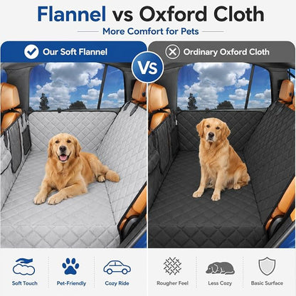 IJVAE Dog Car Seat Cover for Back Seat, Gray Flannel Hard Bottom Back Seat Extender Holds Up to 500 lbs, Waterproof Backing, Nonslip Dog Hammock for Cars, SUVs and Small Trucks - Image 4
