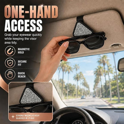 2PCS Magnetic Sunglass Holder for Car Visor, PU Leather Automotive Sun Visor Eyeglasses Hanger Clip, Vehicle Interior Ticket Card Organizer Mount Accessories for SUV Pickup Truck(Silver) - Image 4
