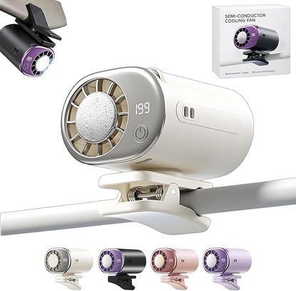 Clip On Air Conditioner Fan, 199 Speeds & 16°C Cooling (White) | Premium ABS for Car/Office/Bed/Beach, 20dB Ultra-Quiet, 2000mAh Battery, 360° Rotation, USB-C, LED Display, Secure Clip by CBDYWVR