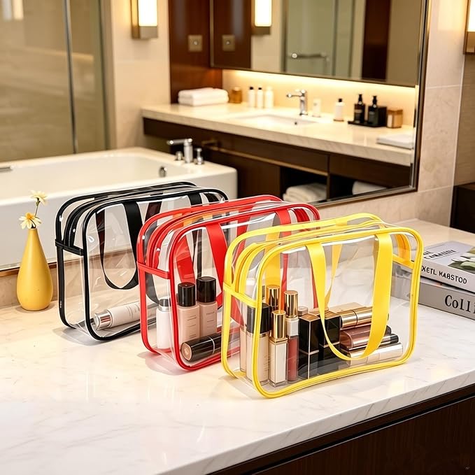 4 Pcs Storage Bags, Clear PVC Organizer with Zipper, Waterproof Travel Bags with Labels for Building Blocks, Puzzle, Books (multicolor1) - Image 4