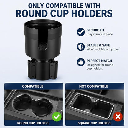 Car Cup Holder Expander, Large Cup Holder Extender for Car | Water bottle Holder Adapter with Adjustable Base Fits Yeti, Hydro Flask 24/32oz, Big Water Bottles in 3"-3.9", Black - Image 2