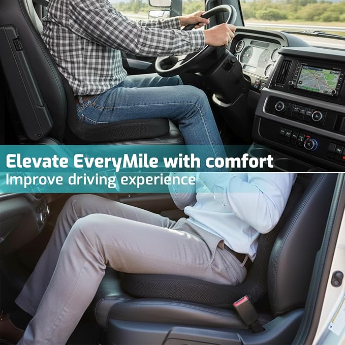 Memory Foam Seat Cushion,Office Chair Cushion with Lumbar Support for Back Pressure Relief, Car Seat Cushion with Adjustable Strap,Sciatica Pad Cushions for Car,Truck, Desk,Gaming Chair - Image 5
