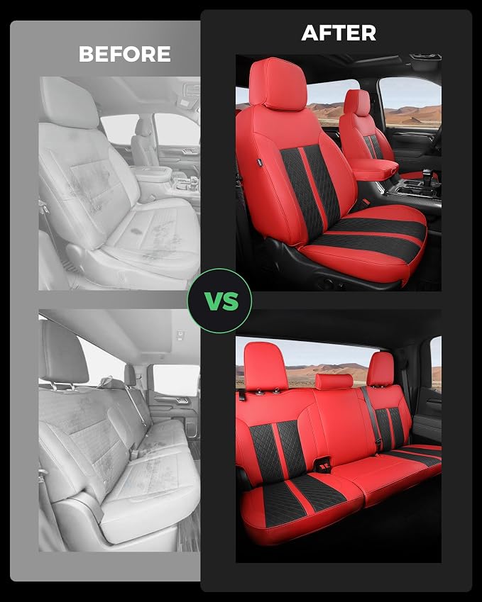 RIDEPOSH Custom Fit Seat Covers for Silverado/Sierra 1500 2019-2026 CrewCab | Fits 2500/3500HD 2020-2026, no Rear Armrest/Seatback Storage, Faux leather, Protective, Scratch-resistant, Easy-clean - Image 7