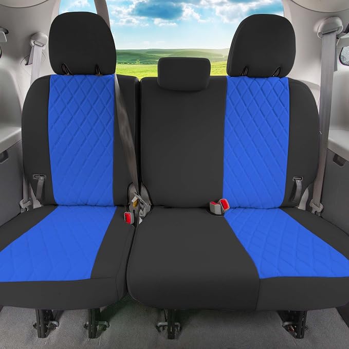 FH Group Custom Fit Car Seat Covers Specifically Made for 2011-2020 Toyota Sienna 7-8 Seater with Ultraflex Neoprene Water Resistant Automotive Seat Covers - 3rd Row Blue - Image 4