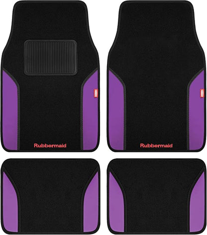 Rubbermaid Car Mats, Carpeted Floor Car Mat with Faux Leather & Built-in Heel Pad, Two-Tone Car Rug Floor Mats, Stylish Carpeted Floor Mats for Cars, Trucks & SUVs Purple Color by Unknown